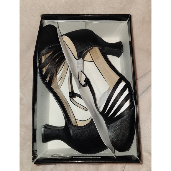 New Ellie Lucille Satin Dance Heels Black Size 10 - Picture 6 of 13